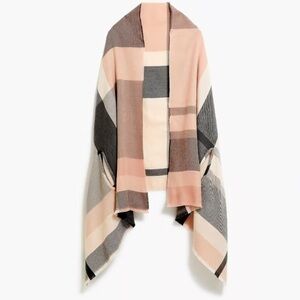 J. Crew Factory Blush Grey Plaid Cape Scarf
